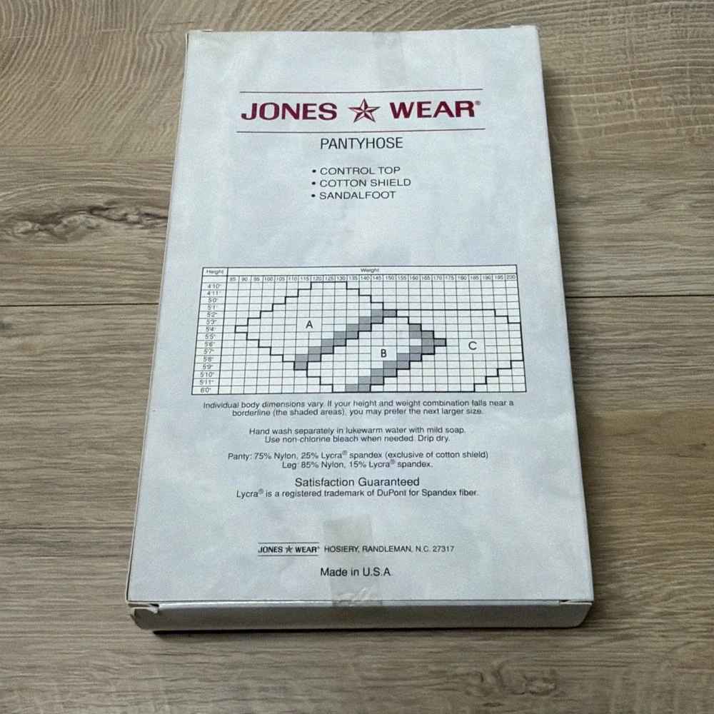 Vintage Jones Wear Pantyhose Black Size B Lycra Sheer Control Top 3 Pair New